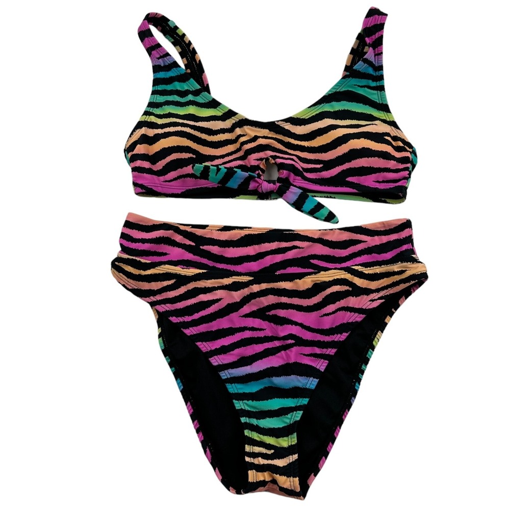 Cabana By Crown & Ivy Womans Bikini Top Multicolor Medium Geometric Sleeveless